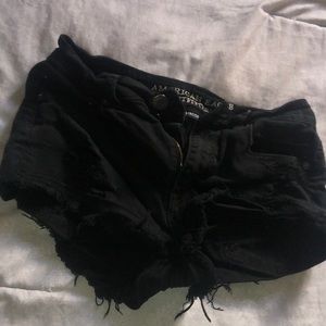 Black distressed American Eagle denim shorts